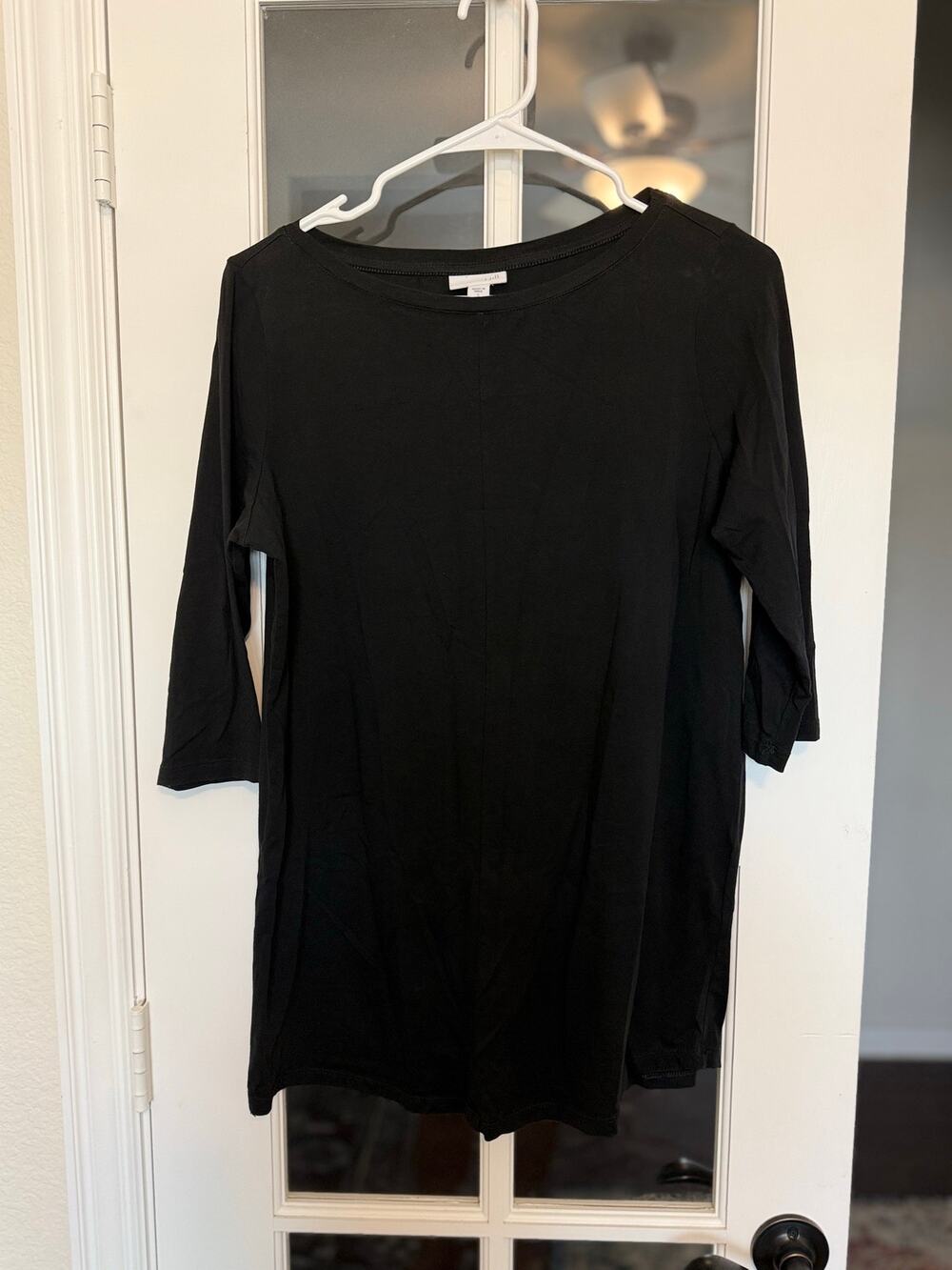 J.Jill Black Pima Cotton Stretch 3/4 Sleeve Tunic Top Size S
